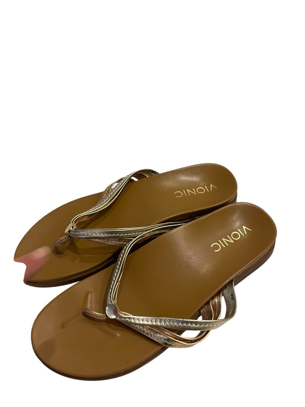 Vionic Multi Metallic Strappy Thong Sandals Flip Flops - Picture 3 of 6